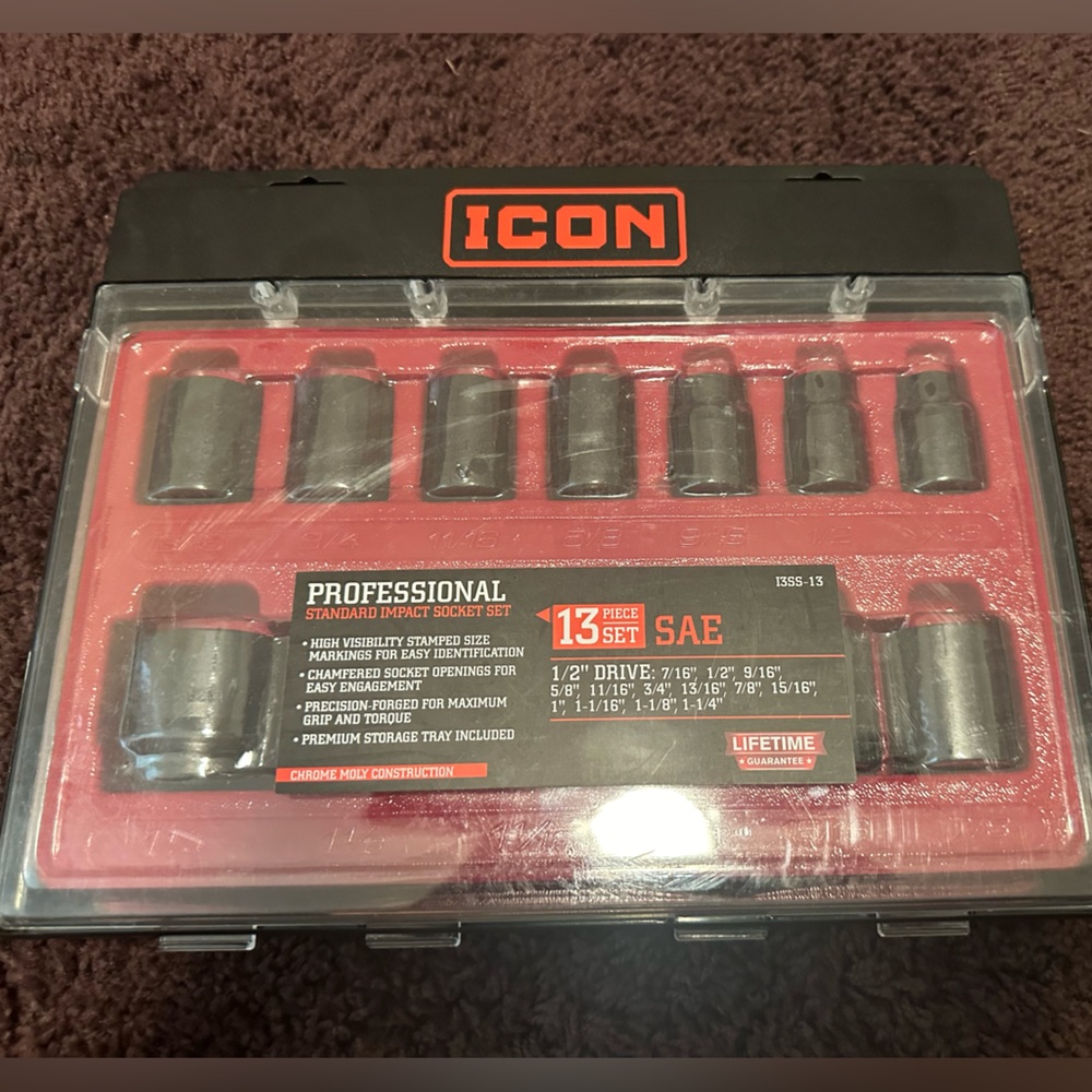 ICON 1/2 in. Drive SAE Professional Impact Socket Set, 13-Piece